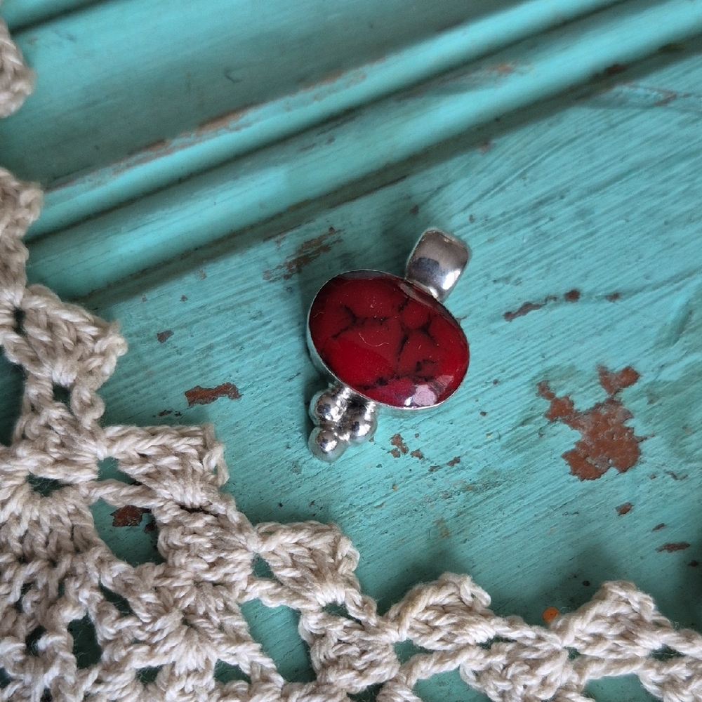 🌙Red Jasper 925 Silver Pendant Stamped